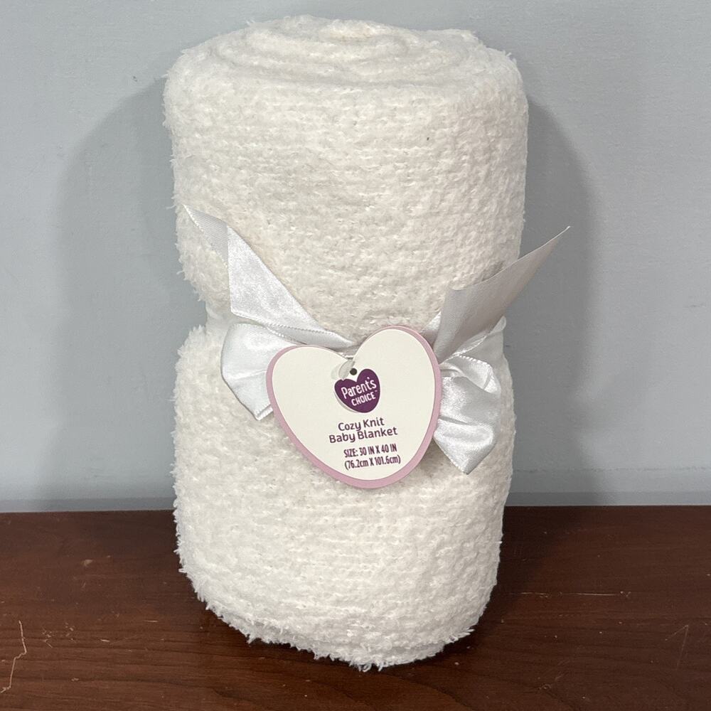 Parents Choice Cozy Knit Baby Blanket Lovey Off-White Unisex Minimalist Gift New